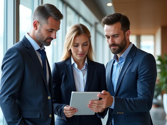 Professionnels en réunion d'affaires discutant de stratégies de croissance
